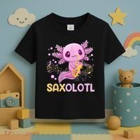 Saxolotl Adorable Saxophone Playing Funny Axolotl Gift Girls Toddler T-Shirt thumb 3
