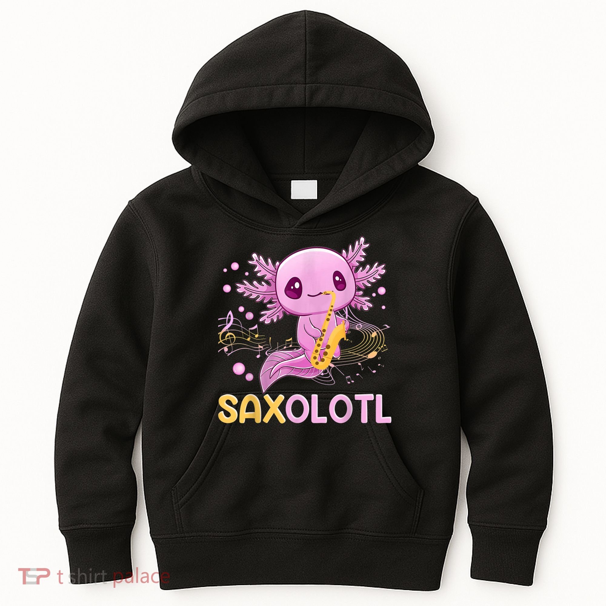 Saxolotl Adorable Saxophone Playing Funny Axolotl Gift Girls Kids Hoodie