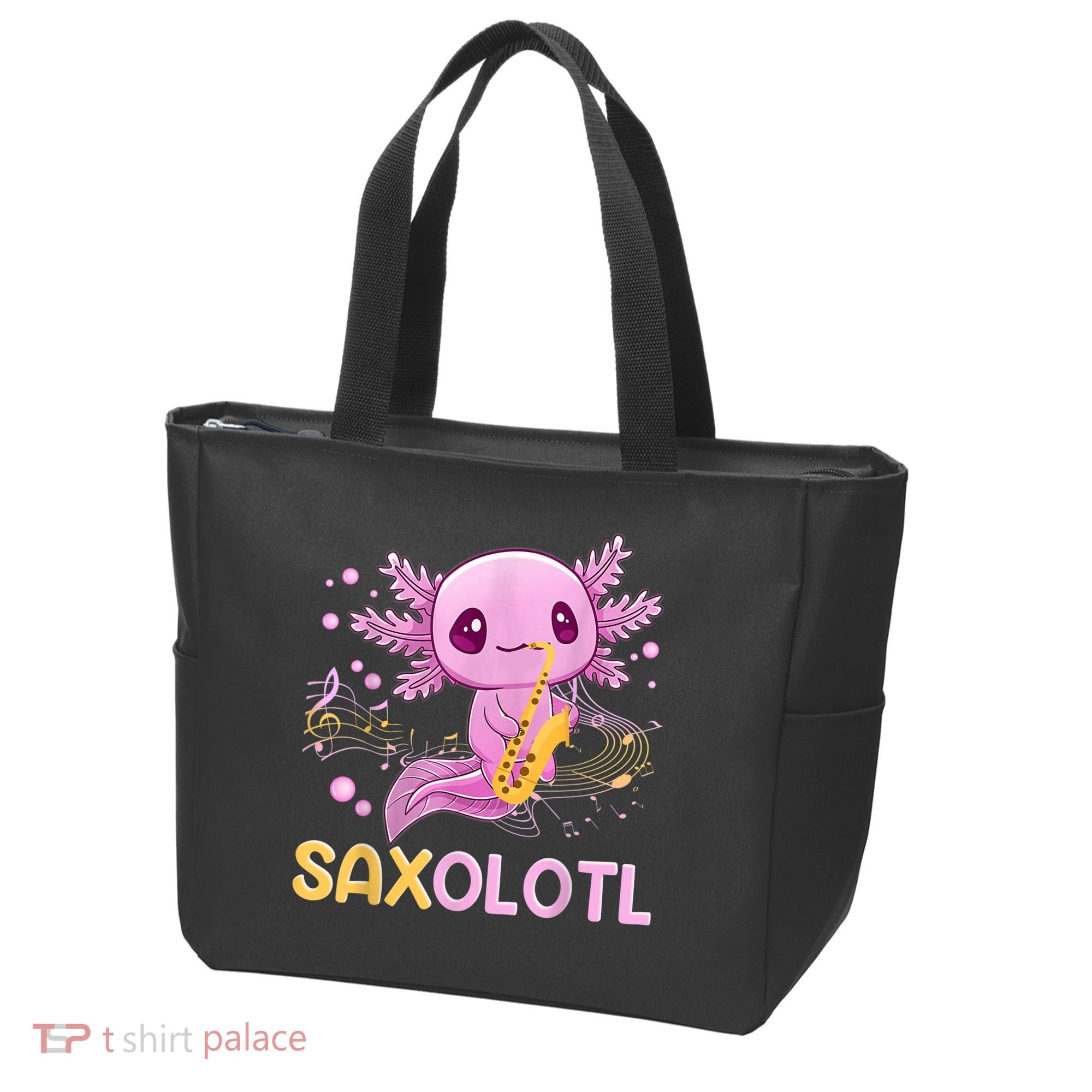 Saxolotl Adorable Saxophone Playing Funny Axolotl Gift Girls Tote Bag