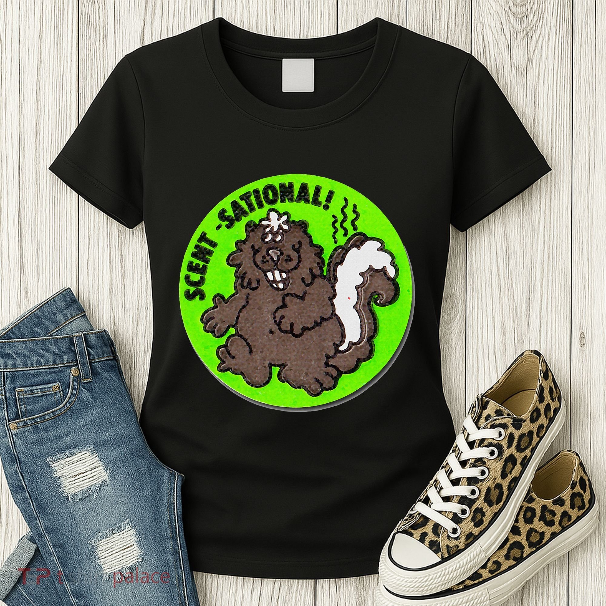 Scratch And Sniff Sticker Skunk Scentsational Women's T-Shirt