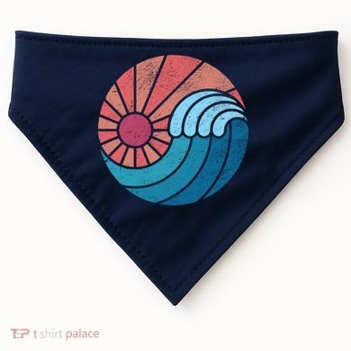 Sun And Sea Retro Vintage Wave USA-Made Doggie Bandana