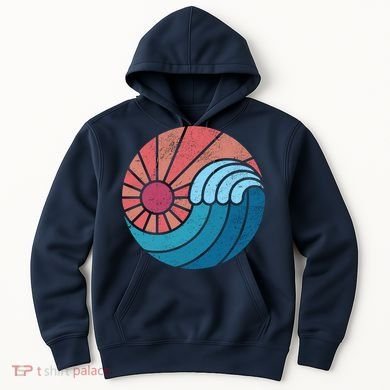 Sun And Sea Retro Vintage Wave Hoodie