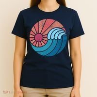 Sun And Sea Retro Vintage Wave T-Shirt thumb 4