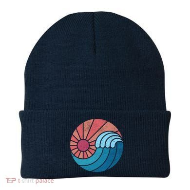 Sun And Sea Retro Vintage Wave Beanie