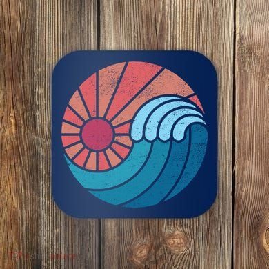Sun And Sea Retro Vintage Wave Coaster