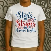 Stars And Stripes Human Rights Back And Front T-Shirt thumb 3