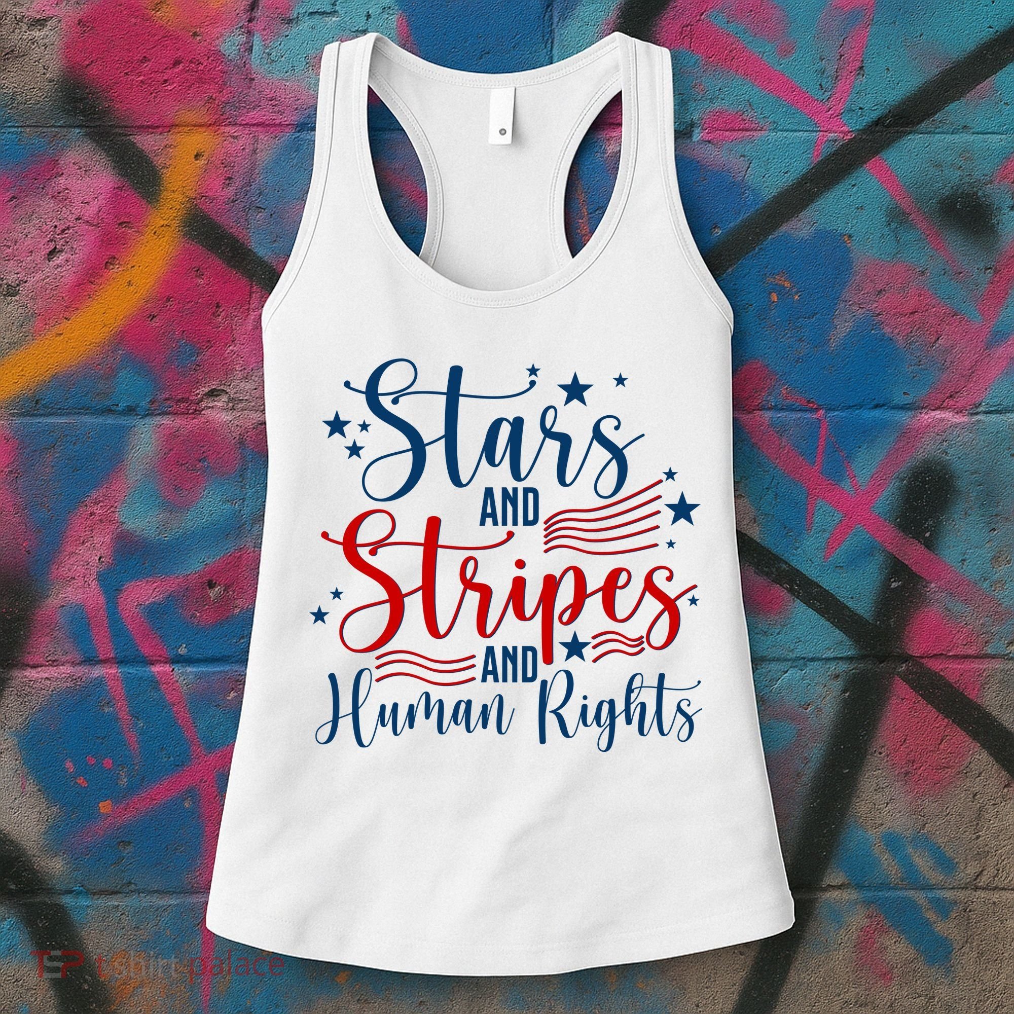 Stars And Stripes Human Rights Back And Front Women's Tank Top