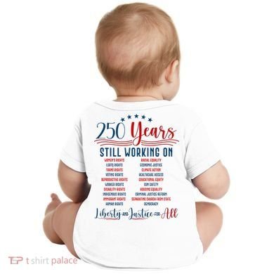 Stars And Stripes Human Rights Back And Front Baby Bodysuit back