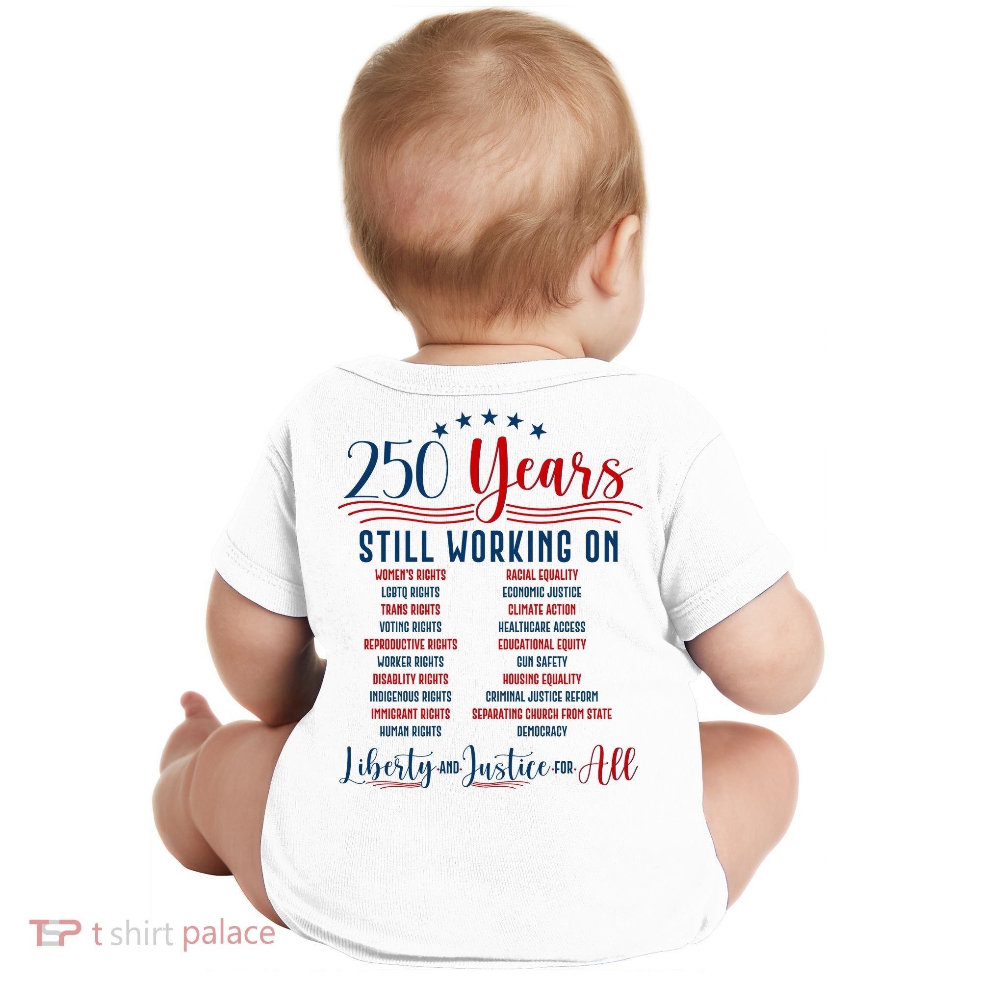 Stars And Stripes Human Rights Back And Front Baby Bodysuit