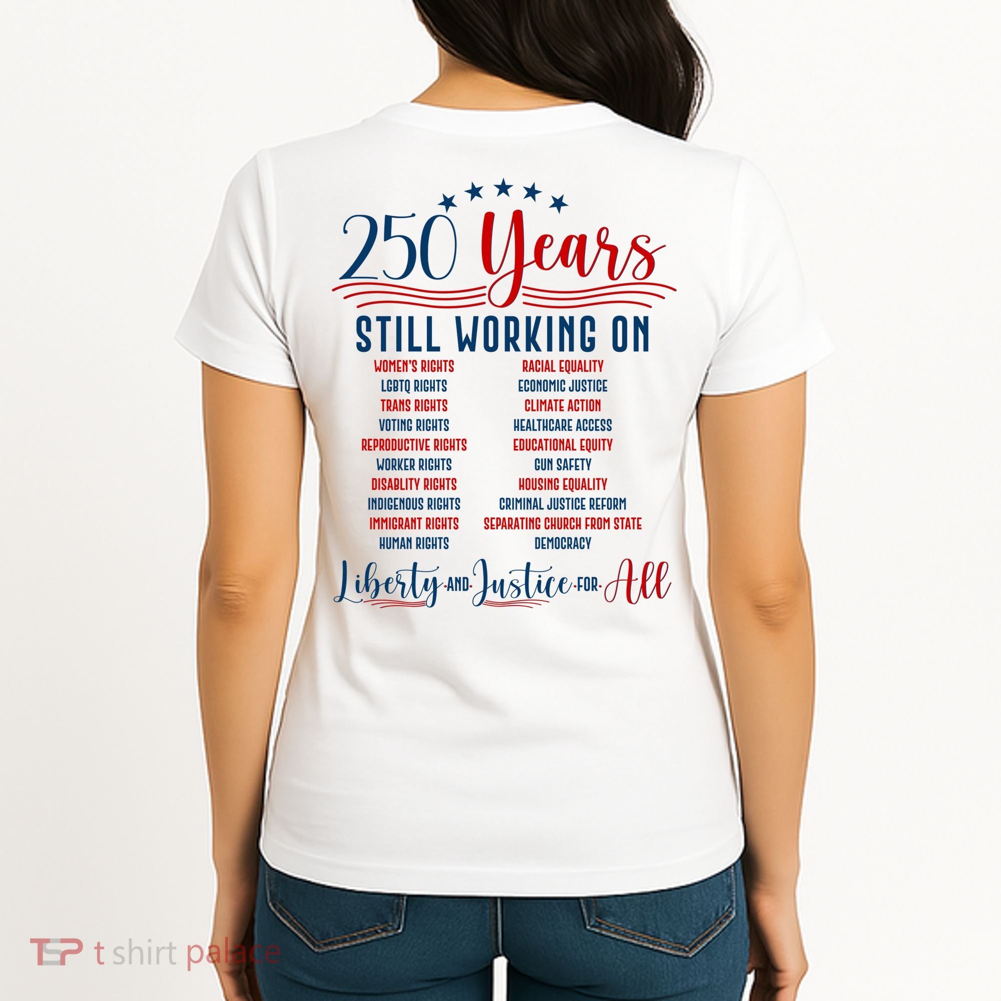 Stars And Stripes Human Rights Back And Front Women's T-Shirt