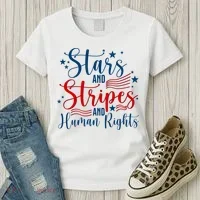 Stars And Stripes Human Rights Back And Front Women's T-Shirt thumb 3
