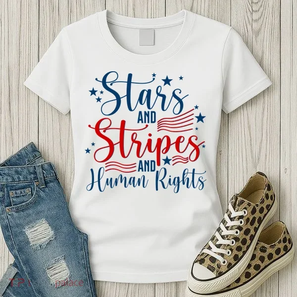 Stars And Stripes Human Rights Back And Front Women's T-Shirt