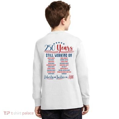 Stars And Stripes Human Rights Back And Front Kids Long Sleeve Shirt back