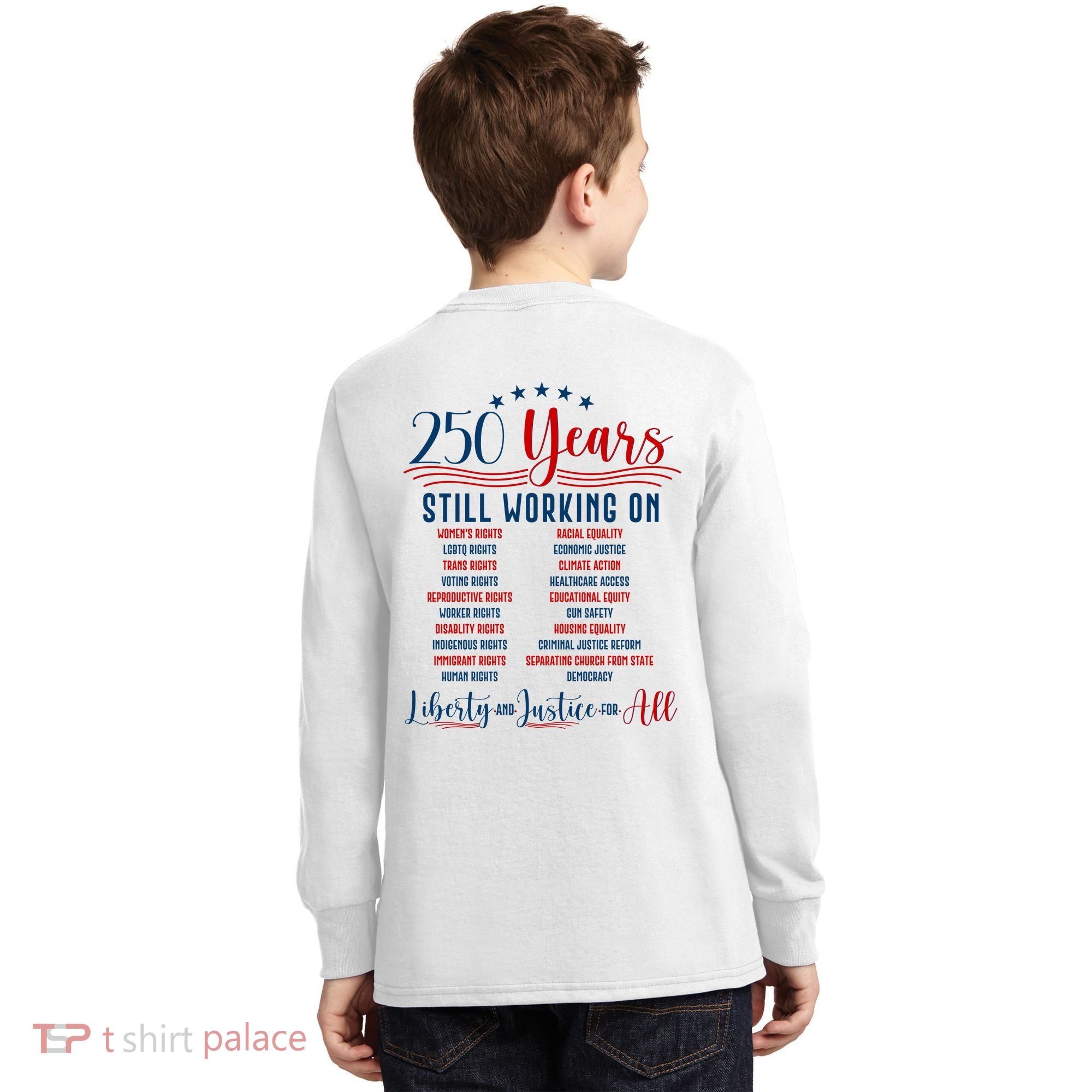 Stars And Stripes Human Rights Back And Front Kids Long Sleeve Shirt