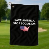 Save America Stop Socialism Golf Towel thumb 1