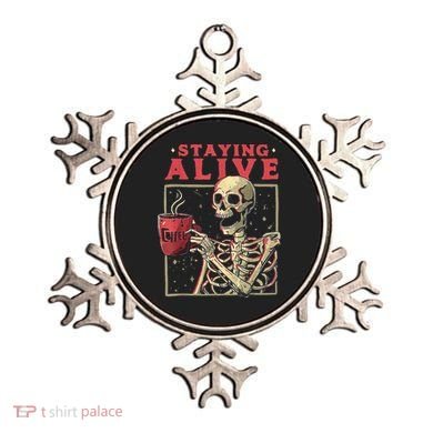 Staying Alive Skeleton Drink Coffee Funny Skeleton Skull Ornament