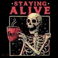 Staying Alive Skeleton Drink Coffee Funny Skeleton Skull Tote Bag thumb 4
