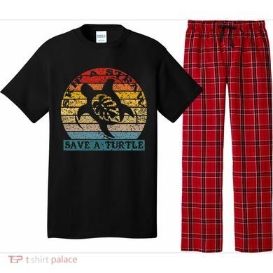 Skip A Straw Save A Turtle Vintage Retro Save A Turtle Pajama Set