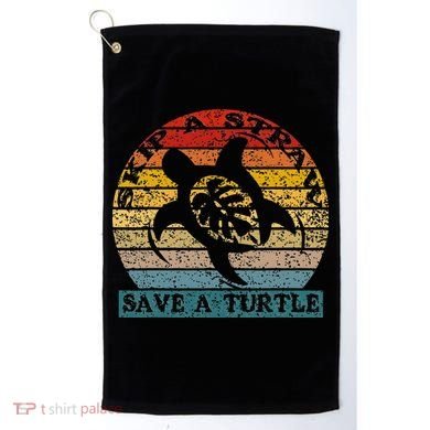 Skip A Straw Save A Turtle Vintage Retro Save A Turtle Golf Towel