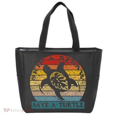 Skip A Straw Save A Turtle Vintage Retro Save A Turtle Tote Bag
