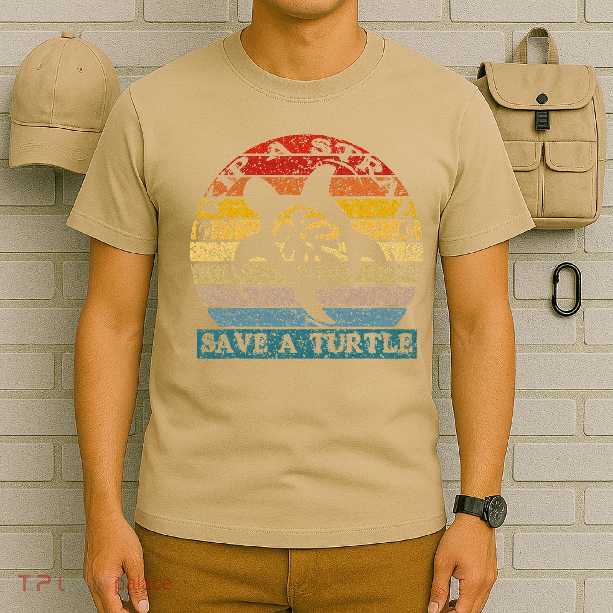 Skip A Straw Save A Turtle Vintage Retro Save A Turtle T-Shirt