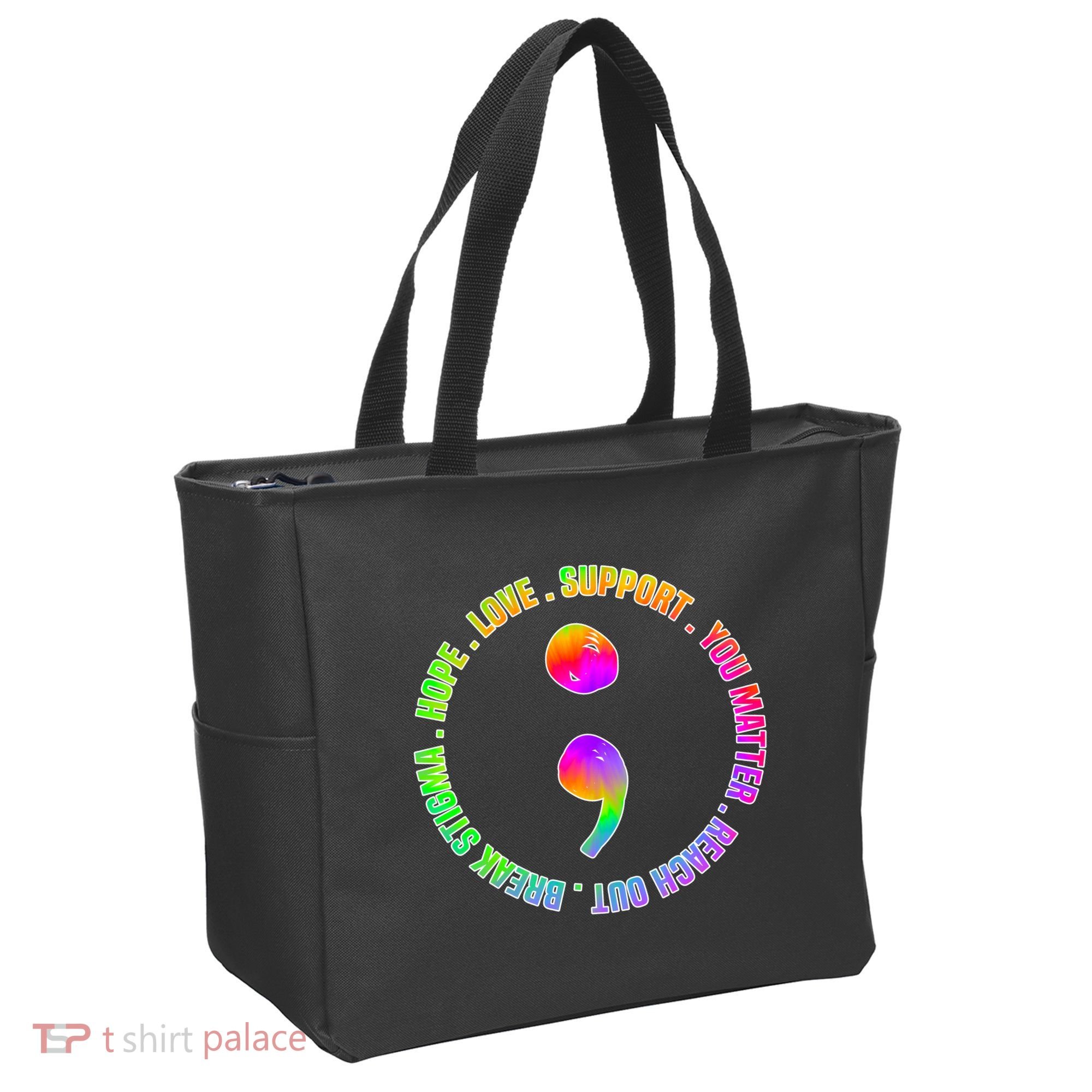Suicide Awareness Semi Colon Support Tote Bag