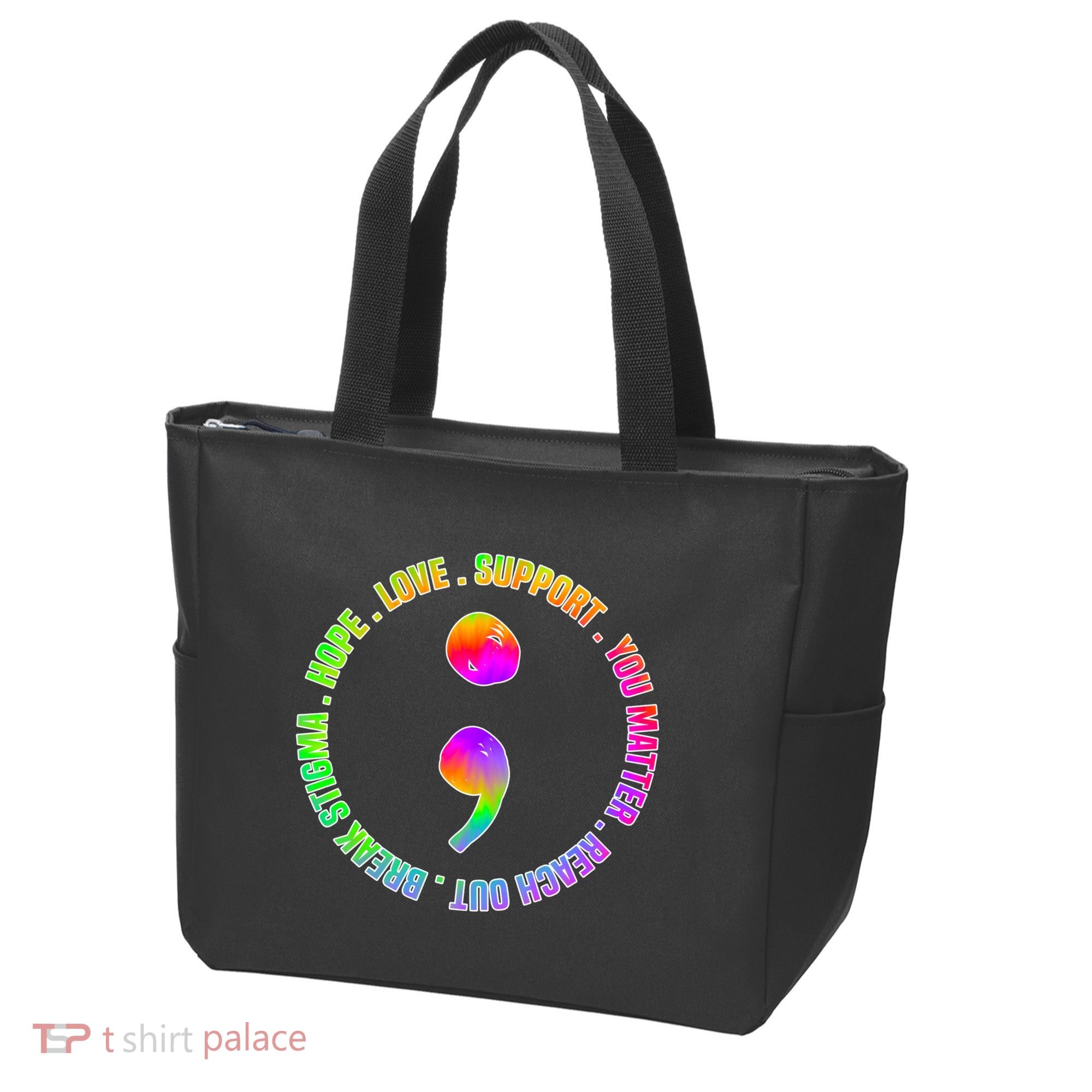 Suicide Awareness Semi Colon Support Tote Bag