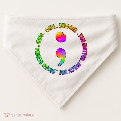 Suicide Awareness Semi Colon Support USA-Made Doggie Bandana