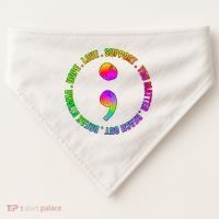 Suicide Awareness Semi Colon Support USA-Made Doggie Bandana thumb 0