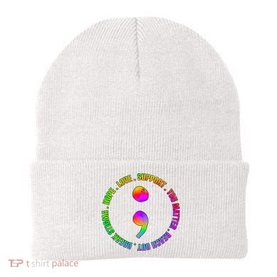 Suicide Awareness Semi Colon Support Beanie