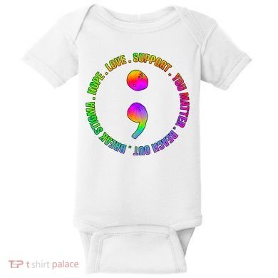 Suicide Awareness Semi Colon Support Baby Bodysuit