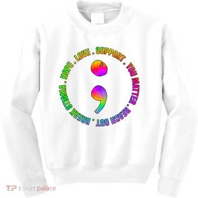 Suicide Awareness Semi Colon Support Kids Sweatshirt