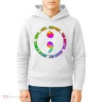 Suicide Awareness Semi Colon Support Kids Hoodie thumb 4