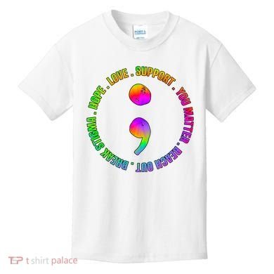 Suicide Awareness Semi Colon Support Kids T-Shirt