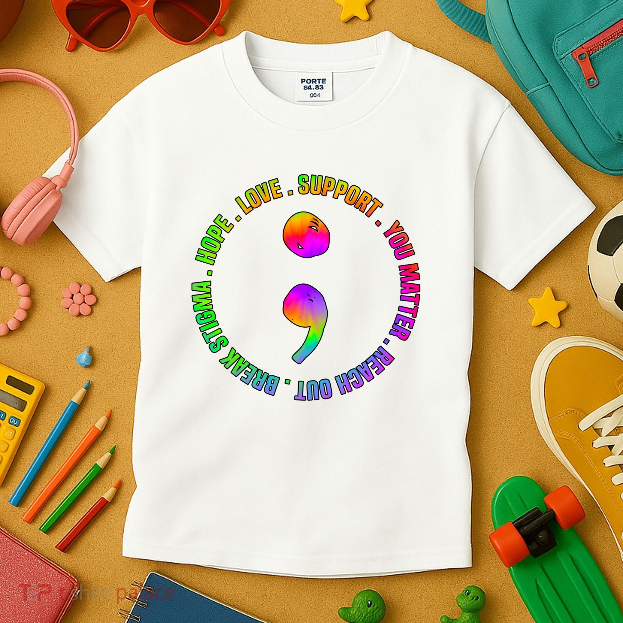 Suicide Awareness Semi Colon Support Kids T-Shirt