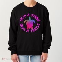 Skip A Straw Save A Turtle Funny Meme Sksksk Gift Cool Gift Women's Sweatshirt thumb 0