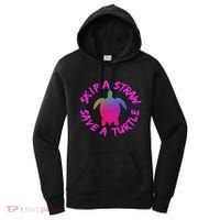 Skip A Straw Save A Turtle Funny Meme Sksksk Gift Cool Gift Women's Hoodie thumb 0