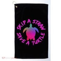 Skip A Straw Save A Turtle Funny Meme Sksksk Gift Cool Gift Golf Towel thumb 0