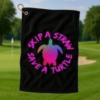Skip A Straw Save A Turtle Funny Meme Sksksk Gift Cool Gift Golf Towel thumb 1