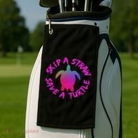 Skip A Straw Save A Turtle Funny Meme Sksksk Gift Cool Gift Golf Towel thumb 2