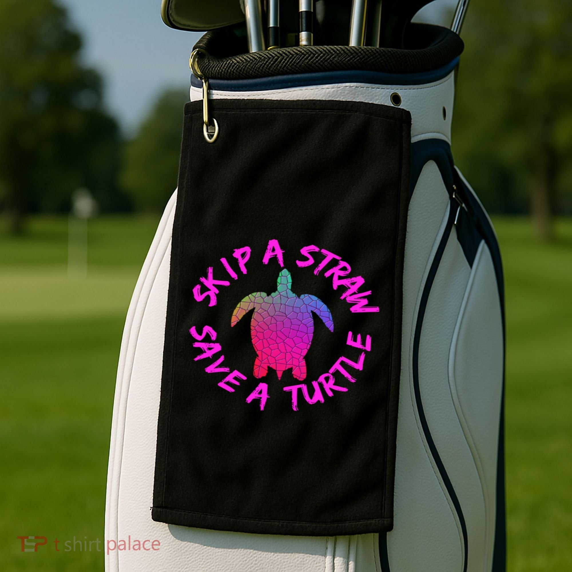 Skip A Straw Save A Turtle Funny Meme Sksksk Gift Cool Gift Golf Towel
