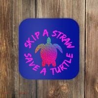 Skip A Straw Save A Turtle Funny Meme Sksksk Gift Cool Gift Coaster thumb 0