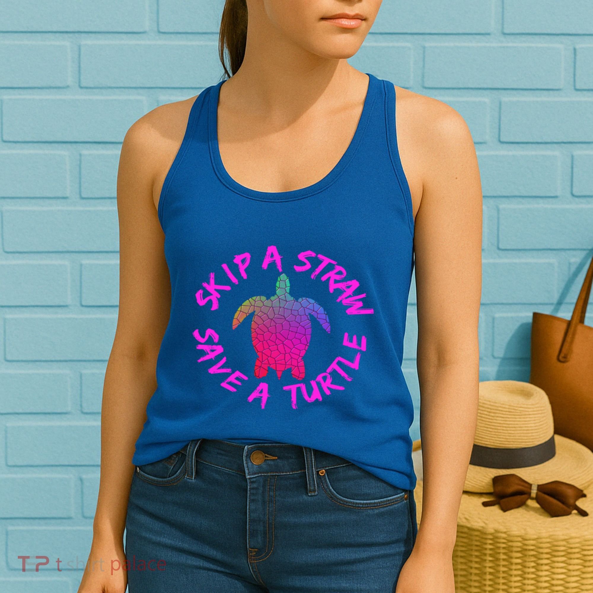 Skip A Straw Save A Turtle Funny Meme Sksksk Gift Cool Gift Women's Tank Top