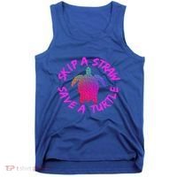 Skip A Straw Save A Turtle Funny Meme Sksksk Gift Cool Gift Tank Top thumb 0
