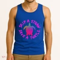 Skip A Straw Save A Turtle Funny Meme Sksksk Gift Cool Gift Tank Top thumb 3