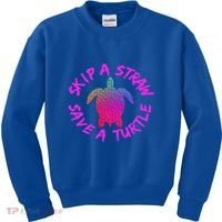 Skip A Straw Save A Turtle Funny Meme Sksksk Gift Cool Gift Kids Sweatshirt thumb 0