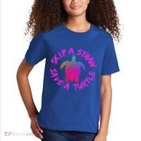 Skip A Straw Save A Turtle Funny Meme Sksksk Gift Cool Gift Kids T-Shirt thumb 2