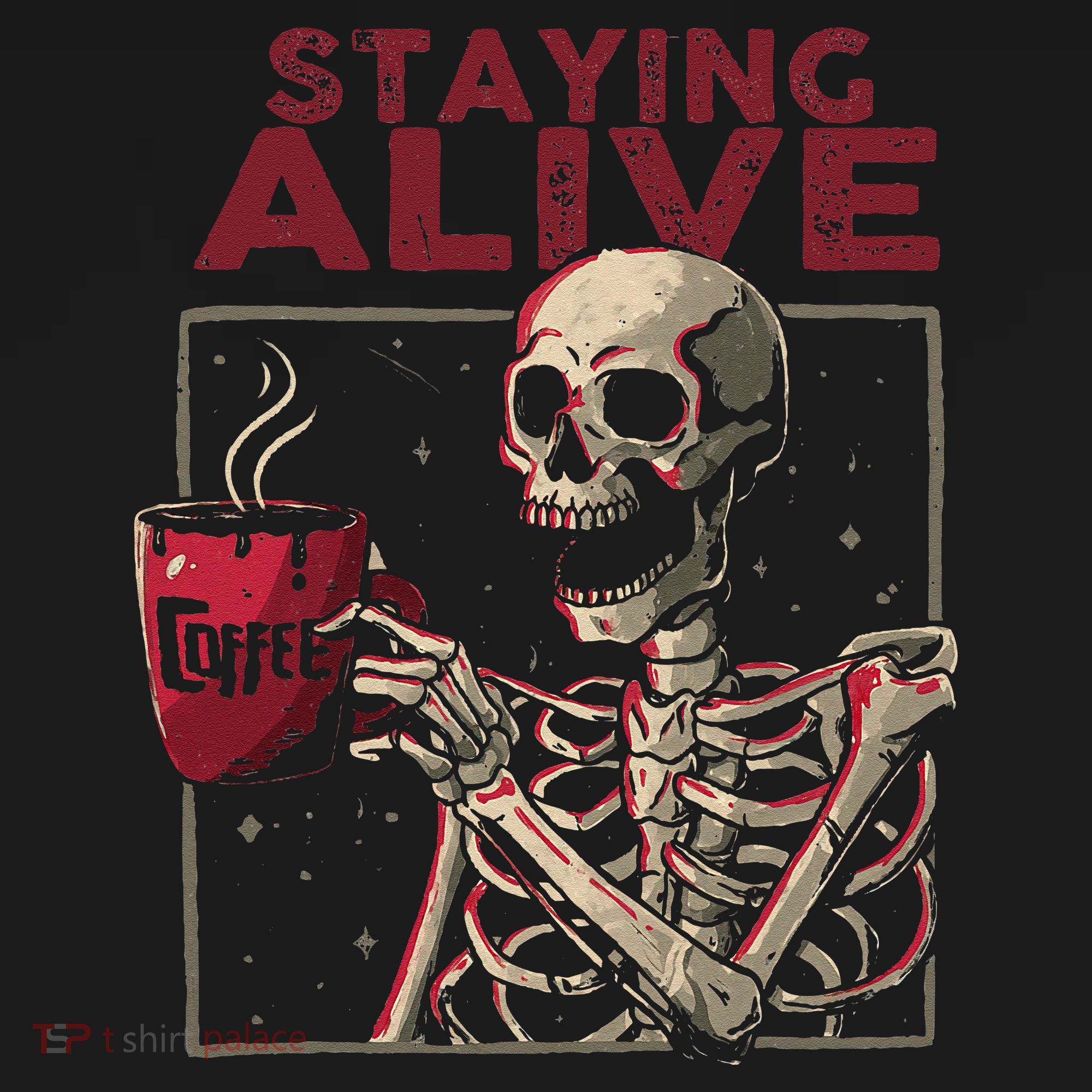 Staying Alive Skeleton Drink Coffee Funny Skull Halloween Mousepad