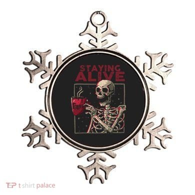 Staying Alive Skeleton Drink Coffee Funny Skull Halloween Ornament