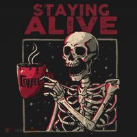 Staying Alive Skeleton Drink Coffee Funny Skull Halloween Baby Bodysuit thumb 2